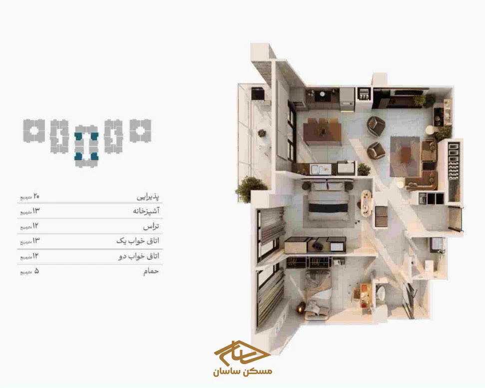 پلان واحد پروژه باغ مینو