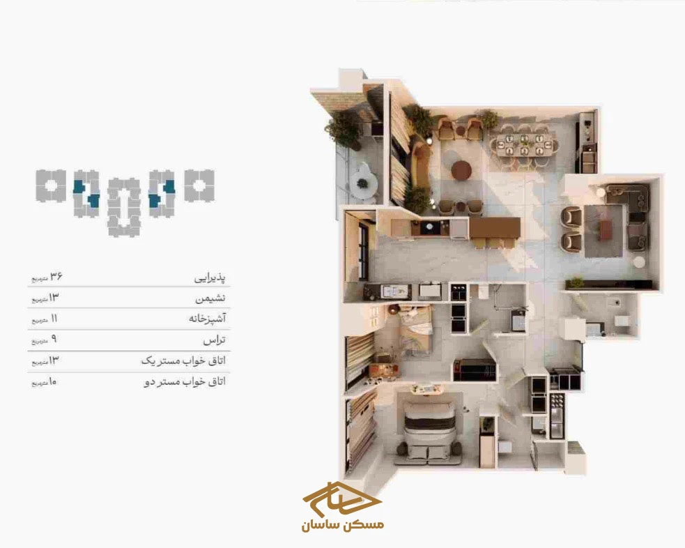 پلان واحد پروژه باغ مینو
